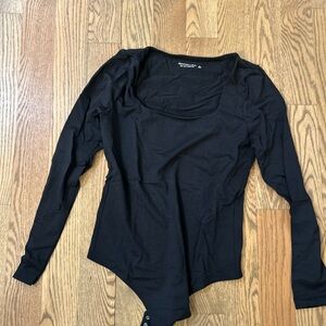 Abercrombie Soft AF Black Long Sleeve Bodysuit